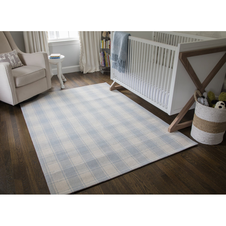 Erin Gates by Momeni Plaid HandWoven Flatweave Wool Light Blue Area Rug & Reviews Wayfair